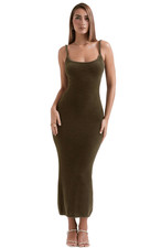 New! House of CB Fayette Olive Green Maxi Dress Sz S