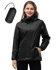 Damen Wasserdichte Faltbar Regenjacke mit Kap...