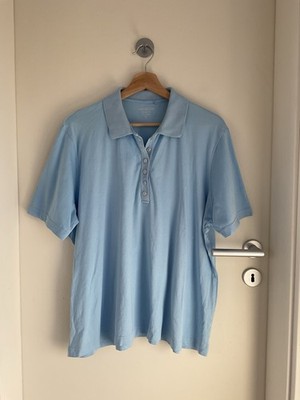 GIORGIO BASICS Damen Polo Shirt 50 Hellblau 100% Pima Baumwolle Kurzarm 