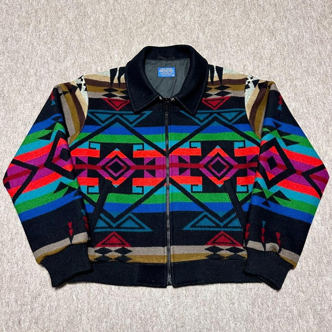 Pendleton Wool Jacket Native Pattern Black Made i… - image 1