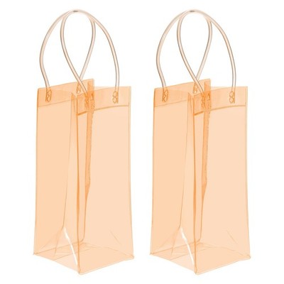 Für Ice Wine Bag, 2 Stück klare faltbare Weintaschen mit Griffen, orange