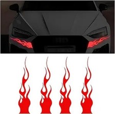4PCS Red Flame Reflective Decals, 5.9" Waterproof Stripe Stickers f Color: Red