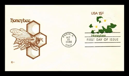 US COVER HONEYBEE POSTAL STATIONERY FIRST DAY ISSUE COVER CRAFT CACHET