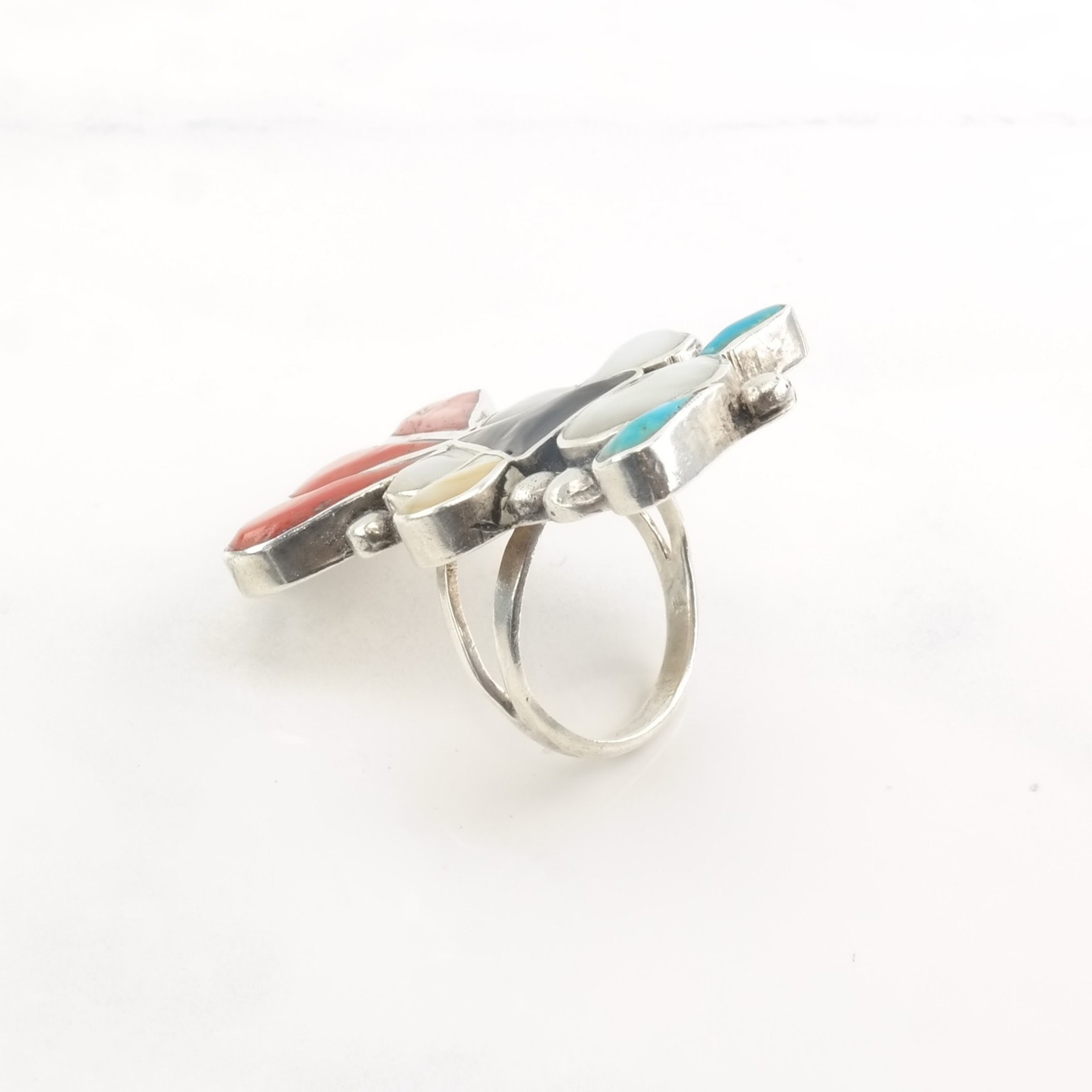 Sterling Silver Thunderbird Ring with Multi-Stone… - image 7