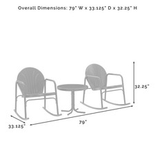 Griffith 3Pc Retro Outdoor Rocking Chair Set - Side Table & 2 Rocking Chairs