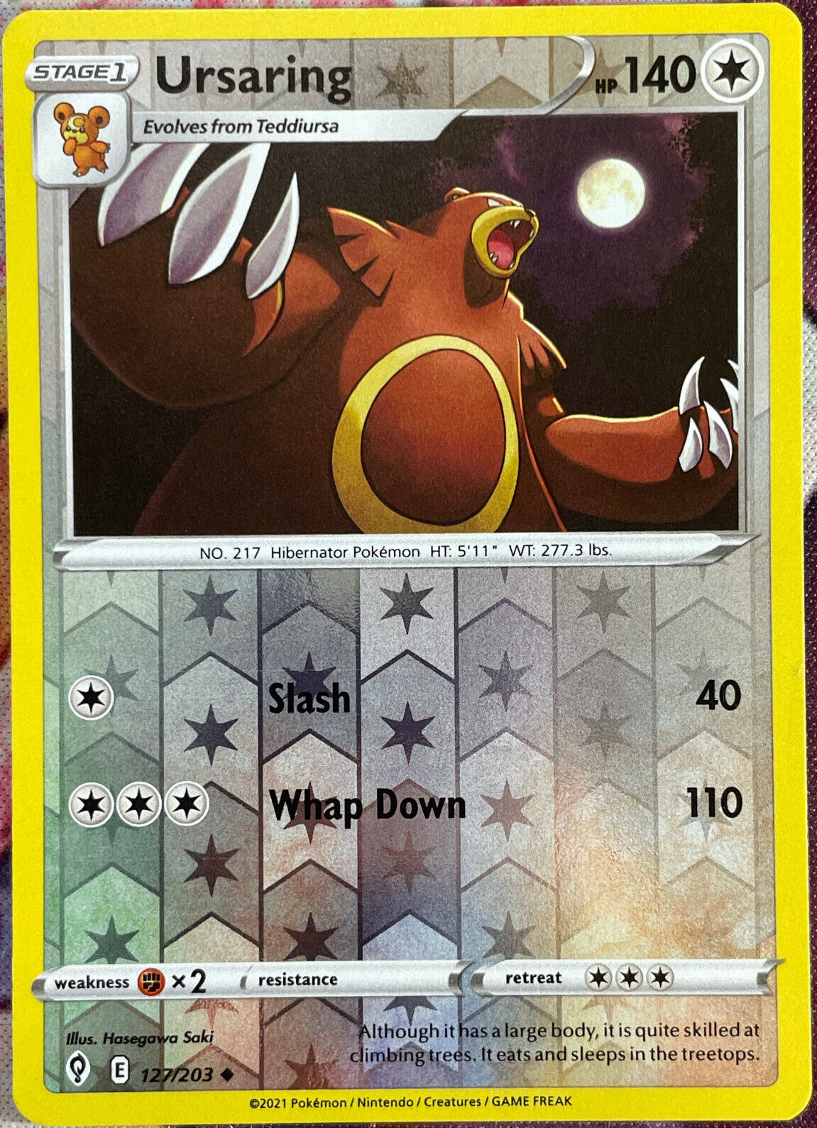 Ursaring Reverse Holo - 127/203 - Evolving Skies Pokemon 2021