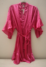 Victoria's Secret 11157539-5J4Q Sz XS/S Fuchsia Polka Dot Satin Flounce Robe 80