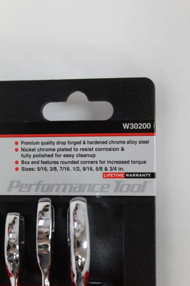 Performance Tool 7 Piece Combination Wrench Set - SAE 5/16"- 3/4" (W30200) - Image 3 of 4