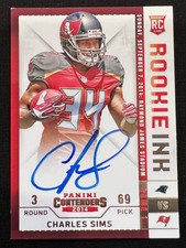 CHARLIE SIMS 2014 Panini Contenders Rookie Ink #RRI-CS RC AUTO NFL Buccaneers