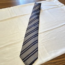 Major League Baseball Blue Gray Striped Silk Men's Tie Logo Accent Sports