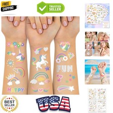 Waterproof Temporary Tattoos - 118pcs Groovy Fake Tattoo for Kids Birthday Pa...