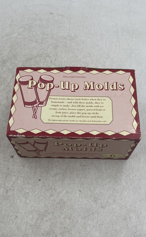 Vintage Williams-Sonoma Clear Silver Frozen Treats Pop-Up Molds Set Of 6