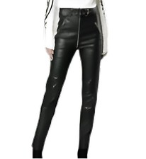 Women's Black Leather Pants handmade women's genuine Lambskin leather pants