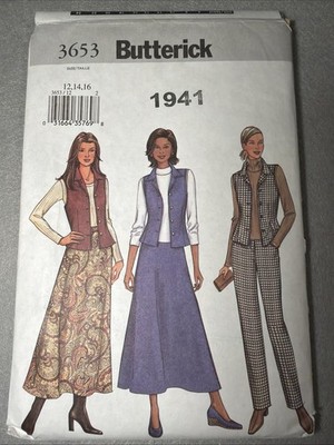 Butterick 3653 Sewing Pattern Misses Jacket Skirt Pants Size 12-14-16