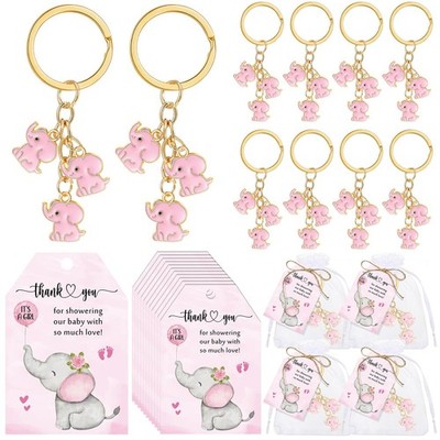 Equsion 25 Set Baby Shower Favors for Guests Elephant Keychain Decoration wit...