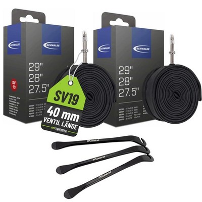 2x Schwalbe Fahrrad Schlauch 27,5 28 29 Zoll SV19 (40/62-584/635) + Reifenheber