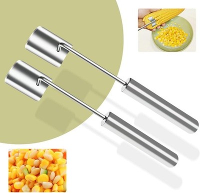 Efficient Corn Peeler & Stripper Tool - Ergonomic Stainless Steel Design, 2 Pcs