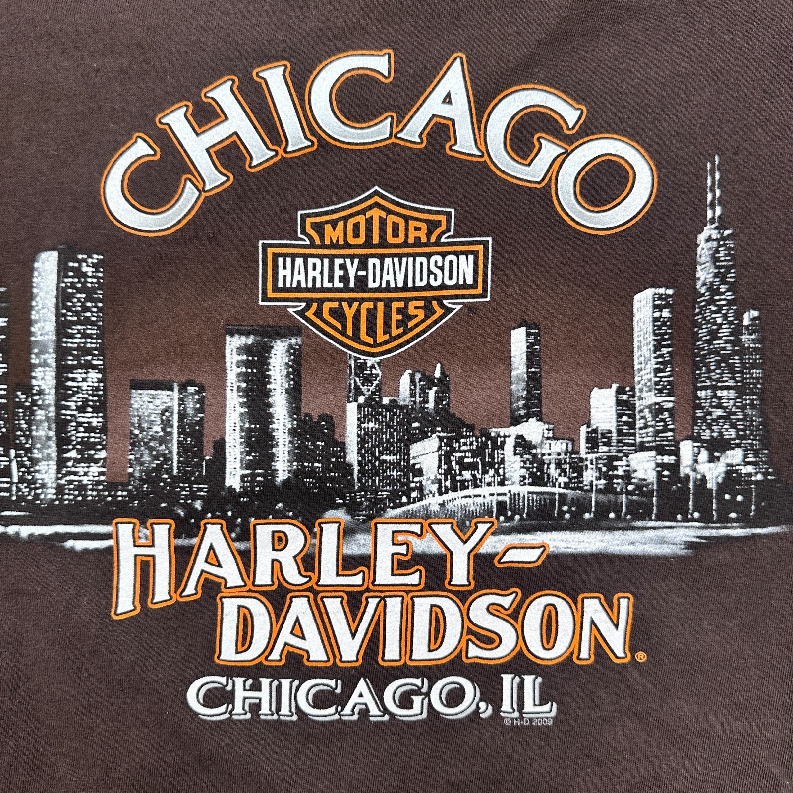 Harley Davidson Shirt Mens 2XL Brown Short Sleeve Spell Out Chicago image 3