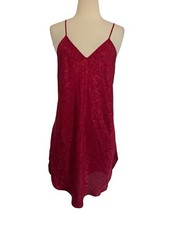 Vtg 80s Dentelle Red Floral Chemise Romantic Lingerie Slip Nightgown Sz S