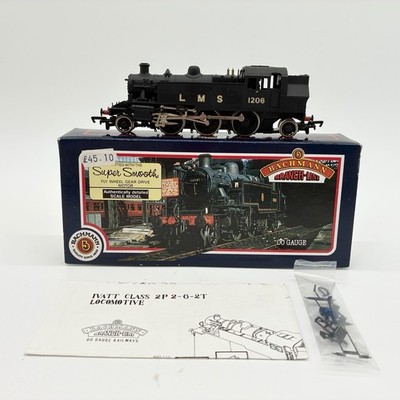 Bachmann 31-453 Ivatt Class 2 2-6-2T 1206 LMS ungefütterte schwarze Spurweite OO Lok sehr guter Zustand