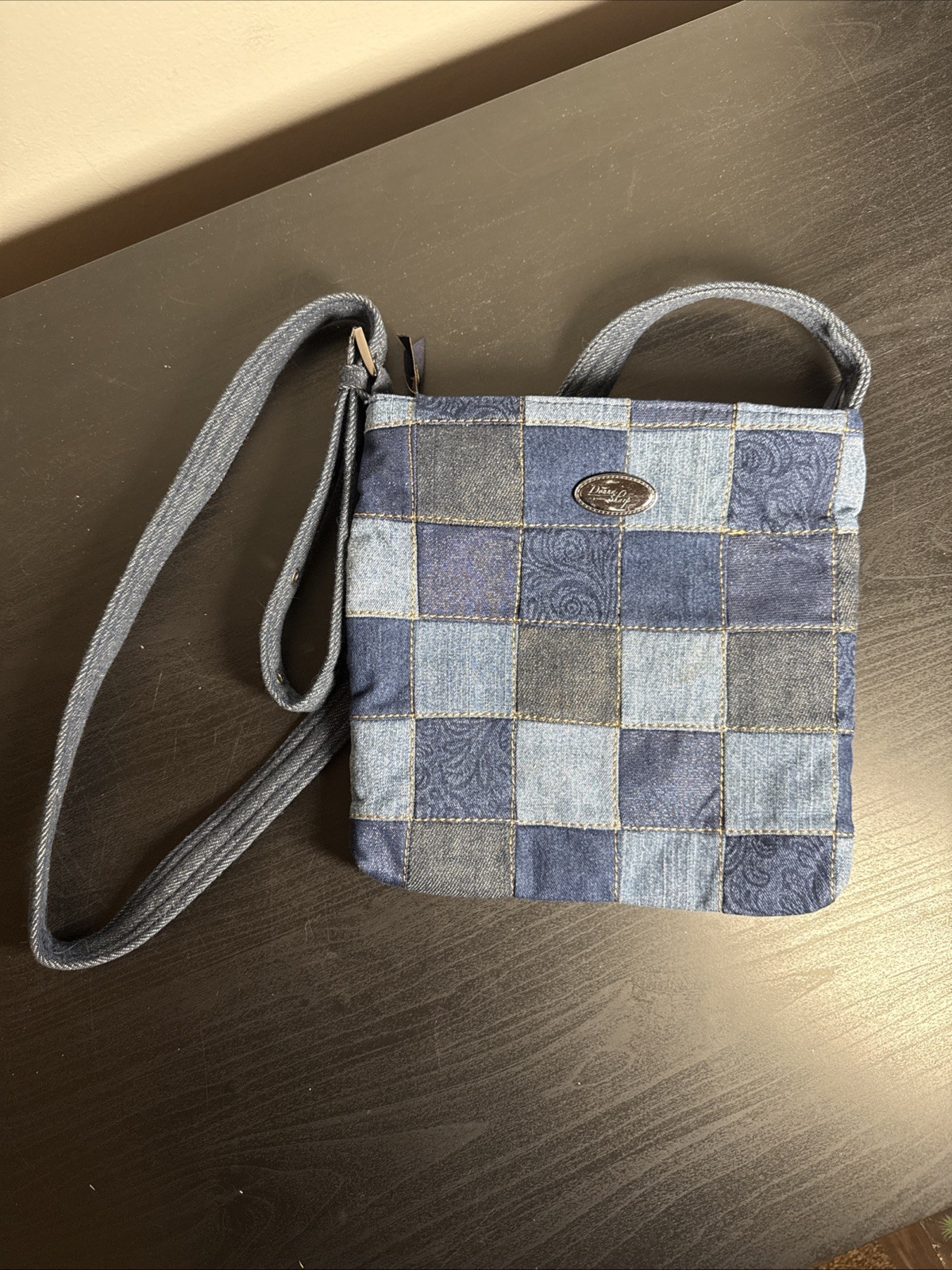 Donna Sharp Denim Patchwork Handbag Shoulder Purse - image 1