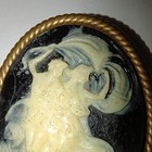 Oval Cameo-Style Lady Brooch Pin Gold Tone Frame Black Ivory Art Deco Theme — photo 8
