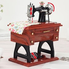 Nähmaschine im Vintage-Stil, Spieluhr, Miniaturfiguren, mechanische Spieluhr,