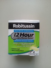 Lot of 3 Robitussin Cough Mucus Relief Tablets Maximum Strength 8ct EXP 08/2026