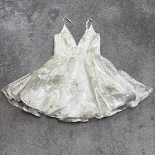 Lulus Chic Celebration Jacquard Mini Metallic Party Dress Womens 4 Cream Gold