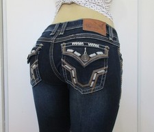 LA IDOL Size 5 Juniors Jeans Dark Blue Low Rise Skinny Denim