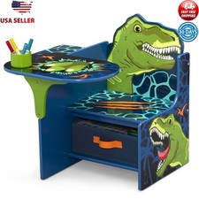 Dinosaur Chair Desk W/ Storage Bin T-Rex Graphics Toddler Desk Durable Assembly