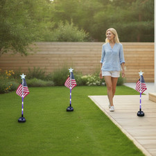 Solar American Flag Lights, Outdoor Solar Path Lights for Independence Day