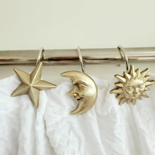 Home Fashion Gold Sun Moon Star Shower Curtain Hooks S/12 Decorative Home Gold S