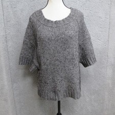 Ann Taylor LOFT Sweater Womens Medium Gray Short Sleeve Raglan Speckled Knit
