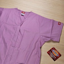 Dickies Womens Size S Lavender Pink V Neck Short Sleeve Scrub Top 55 Cotton NEW