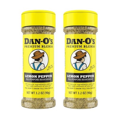 Dan-O s Lemon Pepper Seasoning, 3.2 oz 2 Pack Zesty Citrus & Black Pepper Spice