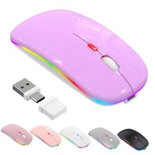 LED Bluetooth Wireless Mouse for MacBook Air Mac Pro Laptop iPad  Purple