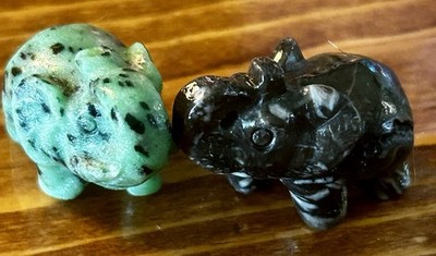 Ruby Zoisite And Jasper Elephant Bundle Crystal Carving Polished Natural Stone 