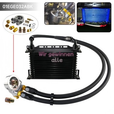 13 Reihen Motor Ölkühler Mit /thermostat Ölfilter Adapter Kit +halterung Schwarz