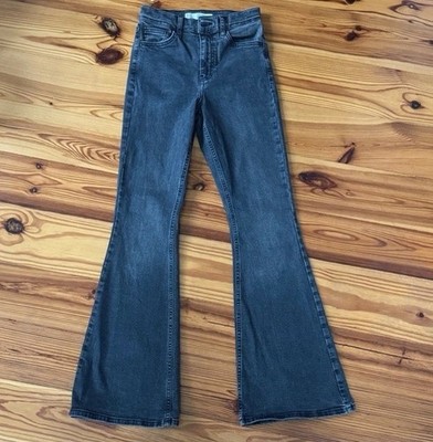 EUC Topshop Moto Jamie Flare Charcoal/Black Flare Jeans W26 L30 Women s