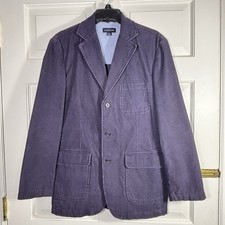 Lands End Corduroy Blazer Jacket Sport Coat Blue Size M 38-40 Preppy Academia