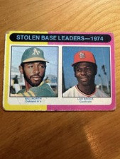 1975 TOPPS MINI 309 STOLEN BASE LEADERS Bill NORTH Lou BROCK 1974 Vintage Rare