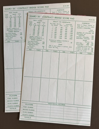 4 Vintage 2 Jumbo Sr. Bridge Tally Score Pads 2 courtesy Nelson Bros Printing Co - Picture 3 of 3