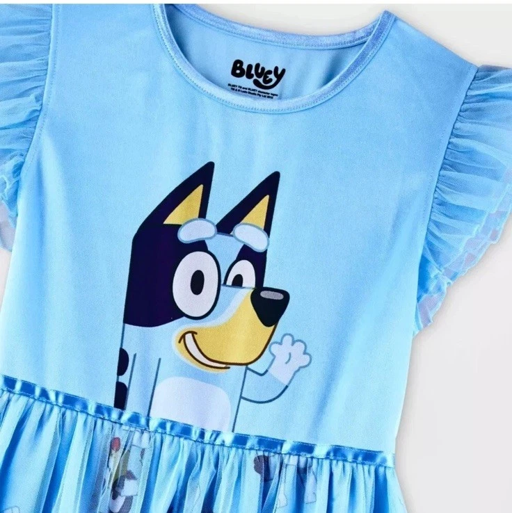Camisón Bluey Personaje Niña Azul Satinado y Tul, Vestido Vestir 6/6X Nuevo con Etiquetas Foto 2 de 4