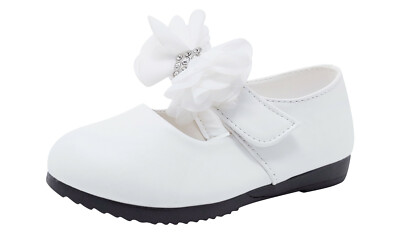 Ballerina Kinderschuhe Mädchen – Weiß, Mit Klettverschluss & Strass-Schleife, Größen 21-25, Rutschfeste Sohle