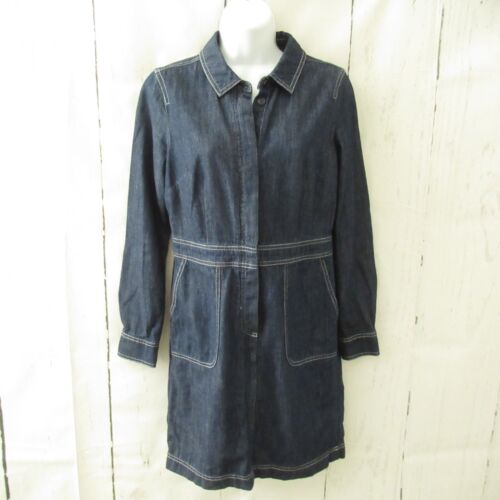 Boden Dress US 4 UK 8 Denim Shirt Pockets Button Up Long Sleeve
