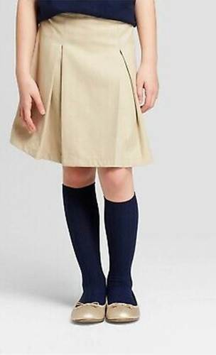 NWT Girls Size 6 Cat & Jack School Uniform Stretch Pleated Skort Tan/Navy PAIR - Picture 12 of 12