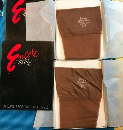 Womens Vintage Encore Emporium De Luxe Seamless Nylons French Tan 8.5-9 Short