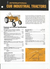 International Cub Industrial tractors 2-sided sales sheet 1971 IH