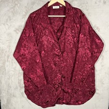 Vintage Victoria's Secret Sleep Shirt Women Medium /large Red Floral Gold Label